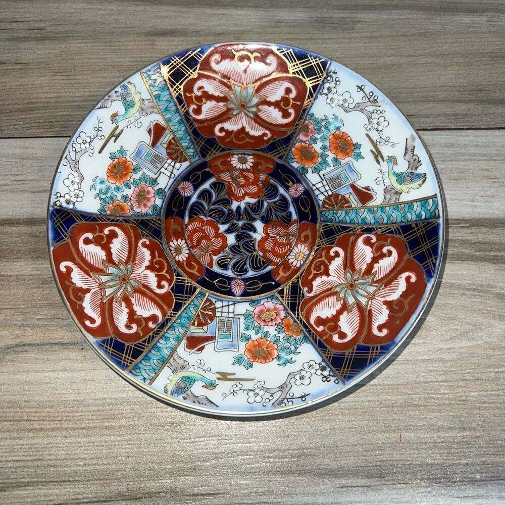Japanese Imari Enameled Floral and Phoenix Porcelain Charger Late Meiji Era 有田焼